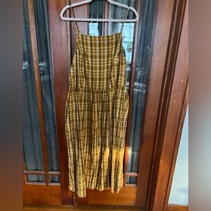 Old Navy High Neck Halter Yellow Plaid Dress with Pockets